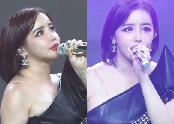 박봄이 3일 서울 상암동 월드컵경기장에서 열린 토트넘 홋스퍼와 뉴캐슬 유나이티드 FC의 친선 경기에서 하프타임 공연에 올라 무대를 꾸미고 있다. [사진=박봄 인스타그램 ]