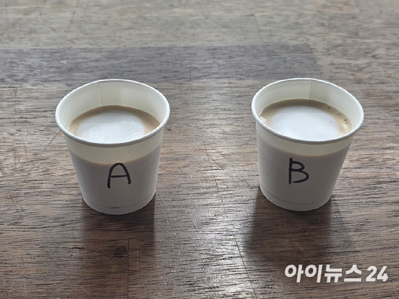 전재희 빽다방 교육팀장이 지난달 29일 서울 서초구 빽다방 아카데미에서 열린 미디어 간담회에서 자사 커피 메뉴의 특장점을 소개하고 있다. [사진=전다윗 기자]