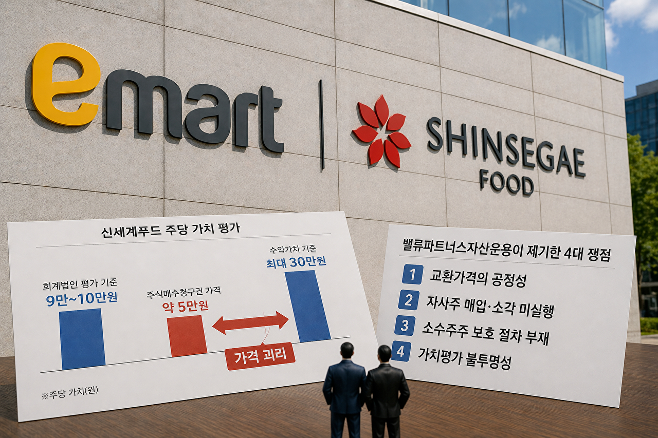 이마트-신세계푸드 주식교환 가격 논란 및 주요 쟁점 [사진=챗GPT]