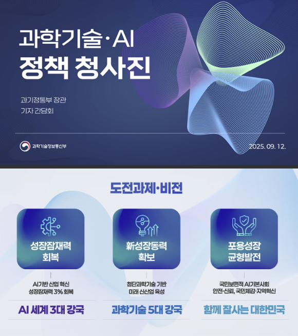 배경훈 과학기술정보통신부 장관이 12일 오후 서울 종로구 HJ비즈니스센터에서 기자간담회를 열고 '과학기술·AI 정책 청사진'에 대해 발표하고 있다. [사진=안세준 기자]