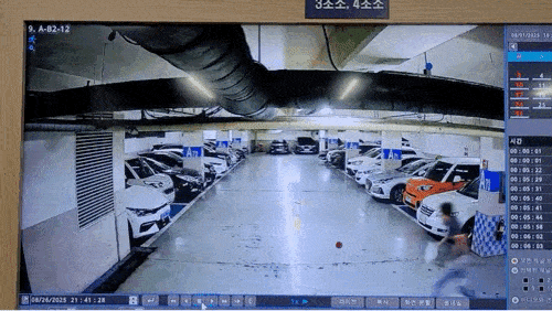 지난 7월 인천 부평구 한 아파트 지하 주차장에서 30대 중국 귀화 남성 A씨가 60대 남성 C씨를 살해하려하고 있다. [사진=인천지검]