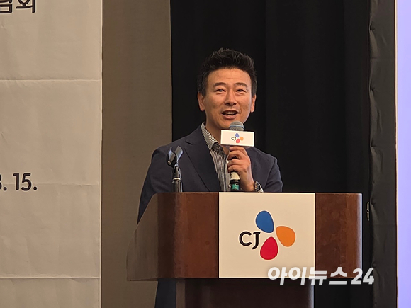 허민회 CJ그룹 대표가 미국 캘리포니아에서 열린 CJ 글로벌 K-라이프스타일 비전 간담회에서 모두 발언을 하고 있다. [사진=구서윤 기자]