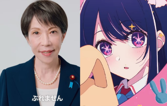 일본 자민당의 '다카이치 총재 메시지' 영상(왼쪽) 1억회 돌파가 9일만으로, 일본 인기 가수 요아소비의 '아이돌' 뮤직비디오(오른쪽) 1억회 돌파 35일을 뛰어넘었다. [사진=유튜브]