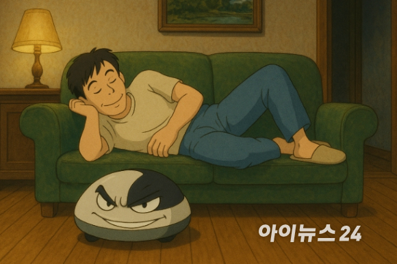 챗GPT로 '집에서 쉬는 주인을 음흉하게 감시하는 로봇청소기'를 그린 그림. [사진=챗GPT]