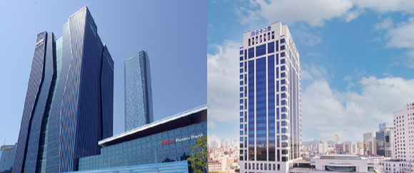 BNK금융그룹 본점(왼쪽)과 JB금융그룹 본점 전경 [사진=각 금융그룹]