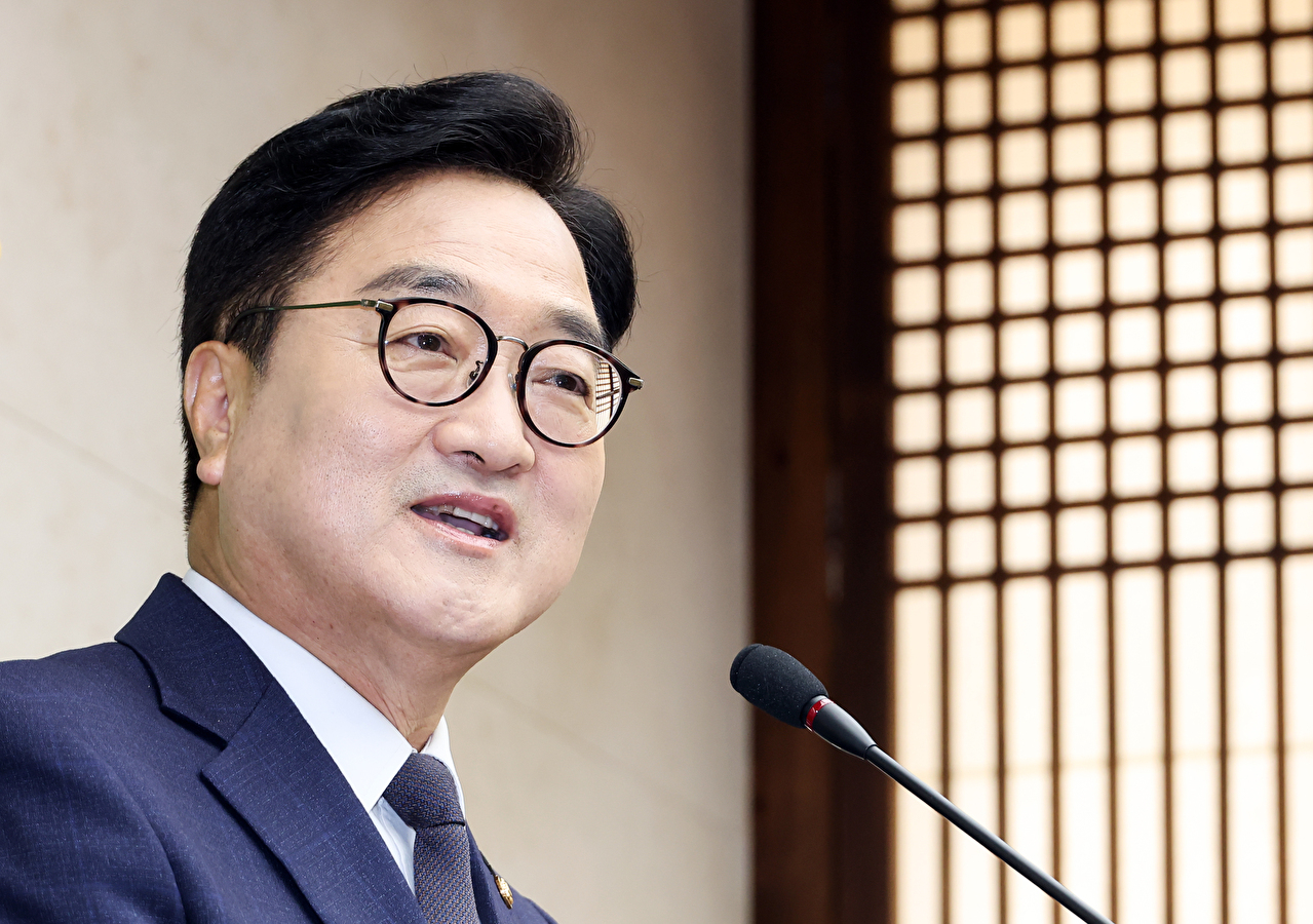 우원식 국회의장이 제22대 국회 전반기 의장 임기 종료를 하루 앞둔 28일 국회에서 열린 퇴임 기자회견에서 소회를 밝히고 있다. 2026.5.28 [사진=연합뉴스]