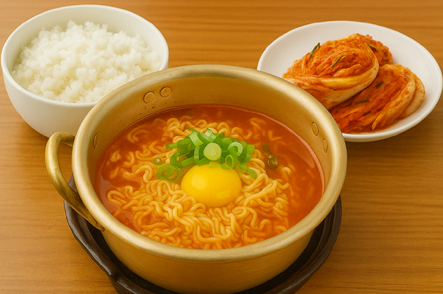 라면을 끓일 때 몇 가지 방법으로 건강하게 먹을 수 있다는 전문가의 의견이 공개됐다. 사진은 AI로 생성한 이미지로, 라면이다. [사진=챗GPT]