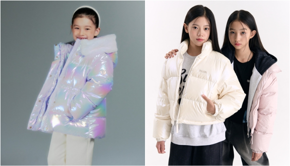로엠걸즈 '오로라 패딩'(왼쪽)과 더데이걸 '힙해 다운' [사진=이랜드리테일]