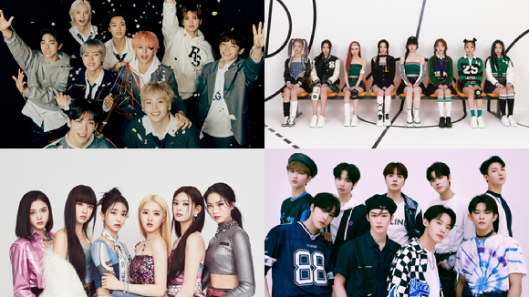 왼쪽 위부터 시계방향으로 크래비티 라잇썸 티오원 스테이씨 단체 이미지 [사진=Mnet]