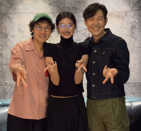 황동혁 감독, 정호연, 이정재가 '호프' GV에 참석했다. [사진=이정재 SNS]