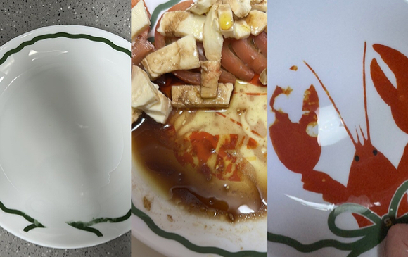 써브웨이 랍스터 접시의 무늬가 지워져 있다. [사진=X 캡처]