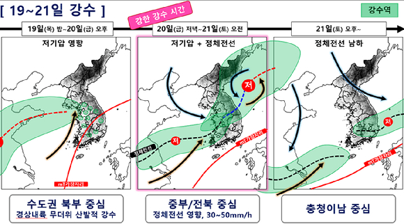 서울 광장에서 시민들이 비를 피해 발걸음을 재촉하고 있다. [사진=연합뉴스]