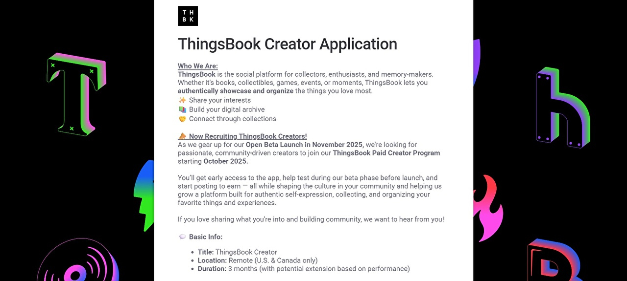 네이버의 미국 자회사 네이버 유허브 중심으로 추진 중인 신규 서비스의 창작자(크리에이터) 모집 공지 갈무리 [사진=싱스북 사회관계망(SNS) 계정]