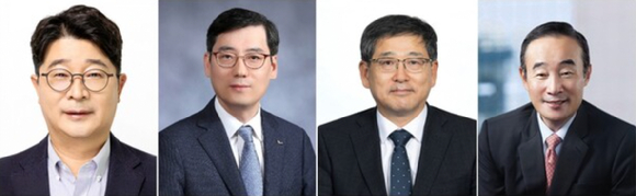 엄기천(왼쪽부터) 사장, 정대형 기획지원본부장, 천성래 포스코홀딩스 사업시너지본부장, 허경욱 전 기획재정부 차관. [사진=포스코퓨처엠]