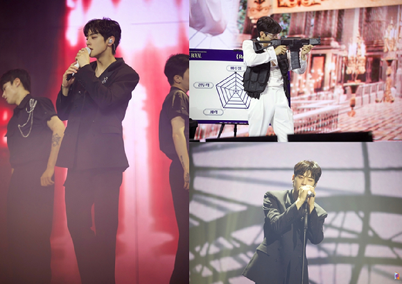 차은우는 12일 서울 경희대학교 평화의전당에서 팬미팅 'THE ROYAL'(더 로열)을 진행하고 무대를 꾸미고 있다. [사진=판타지오]