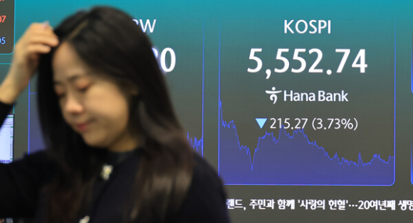20일 장 마감 후 서울 중구 하나은행 딜링룸 [사진=연합뉴스]