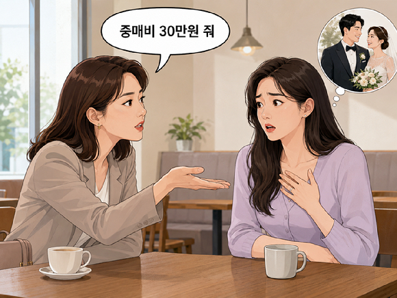 자신 덕분에 남편을 알게 됐다는 이유로 '중매비 30만원'을 요구하다 토라진 친구의 사연이 알려졌다. 그림은 챗GPT로 생성한 인공지능(AI) 이미지. [사진=챗GPT]