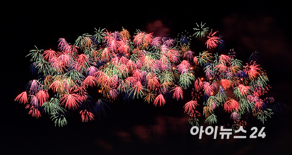 5일 밤 서울 여의도 한강공원에서 열린 '서울세계불꽃축제 2024' 에서 화려한 불꽃들이 밤 하늘을 수놓고 있다. [사진=곽영래 기자]