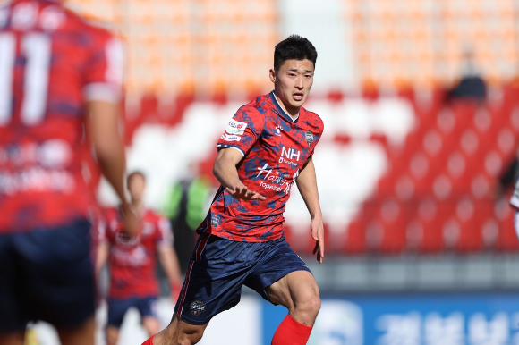 김천 상무(국군체육부대) 소속 조규성이 하나원큐 2022 K리그1 4라운드 MVP에 이름을 올렸다. [사진=한국프로축구연맹]