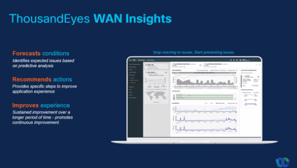 시스코의 네트워크 분석 솔루션 '사우전드 아이즈(ThousandEyes)'. [사진=시스코 웨비나 화면 캡쳐]