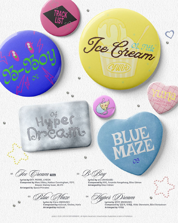 ITZY 유나 솔로 앨범 트랙리스트 이미지 [사진=JYP엔터테인먼트]