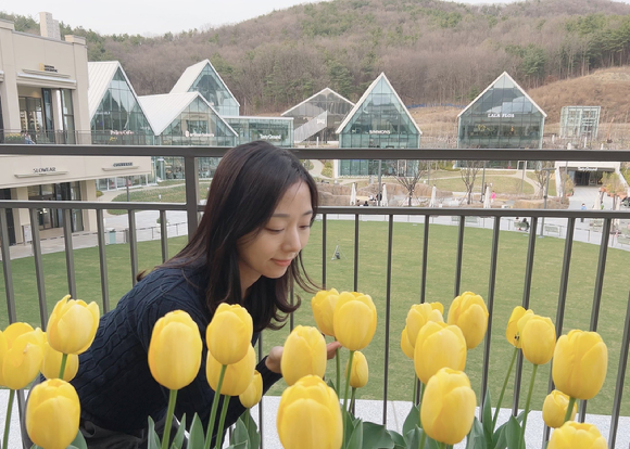 롯데아울렛 타임빌라스에 심어진 튤립. [사진=롯데백화점]