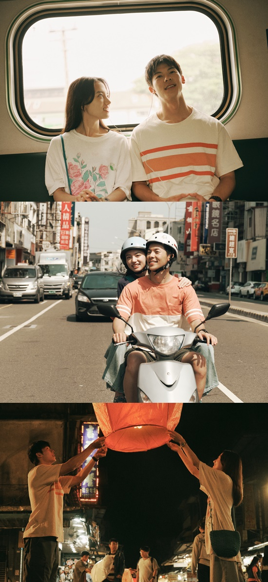 허광한과 키요하라 카야가 '청춘 18X2 너에게로 이어지는 길'에서 호흡을 맞추고 있다. [사진=(주)쇼박스]