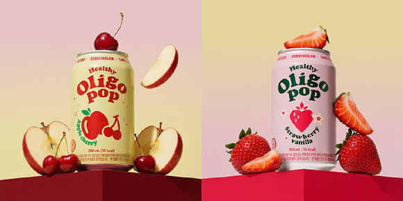 헬씨올리고 팝이 스트로베리 바닐라와 애플체리 2종을 출시했다. [사진=현대약품]