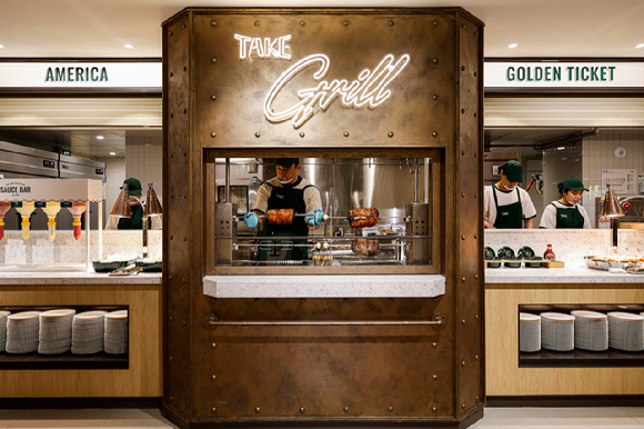 아메리카 스테이션과 그릴 특화 메뉴를 맛볼 수 있는 골든티켓 스테이션. [사진=아워홈]