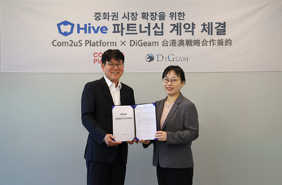 컴투스플랫폼 최석원 대표(좌측), 디김 심정화 상무. [사진=컴투스플랫폼]