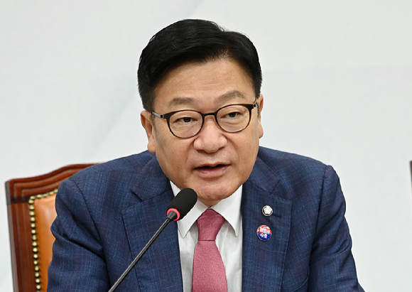 정점식 국민의힘 원내대표가 20일 서울 여의도 국회에서 열린 최고위원회의에서 발언하고 있다. [사진=곽영래 기자]