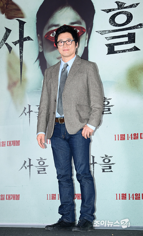 배우 박신양이 12일 오후 서울 CGV 용산아이파크몰에서 열린 영화 '사흘'(감독 현문섭) 언론시사회에 참석하고 있다. [사진=정소희 기자]