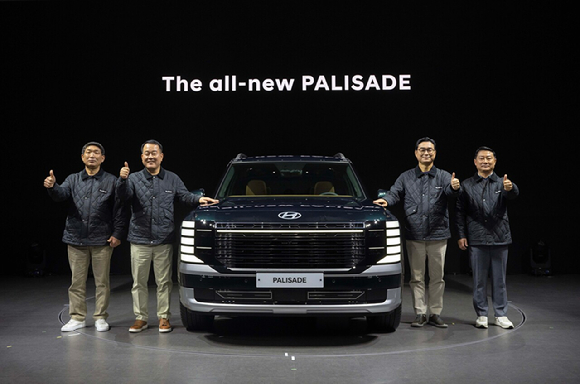 현대차가 지난 14일 경기도 성남시 수정구 메종 디탈리에서 '디 올 뉴 팰리세이드'를 공개하고 있다. [사진=현대자동차]