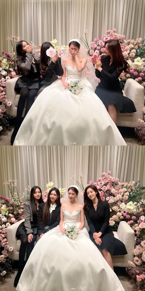 지연의 결혼식에 티아라 멤버 은정 큐리 효민이 참석했다. [사진=은정 인스타그램]