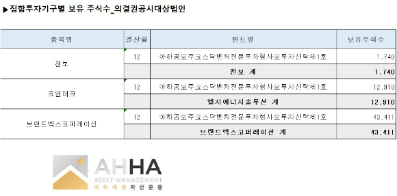 아하에셋자산운용은 2022년부터 의결권 행사 공시 의무를 지키지 않아 지난 10일 불성실공시법인으로 지정됐다.