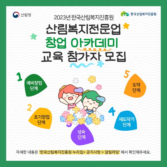 2023년 산림복지전문업 창업 아카데미 참가자 모집 포스터 [사진= 한국산림복지진흥원 ]