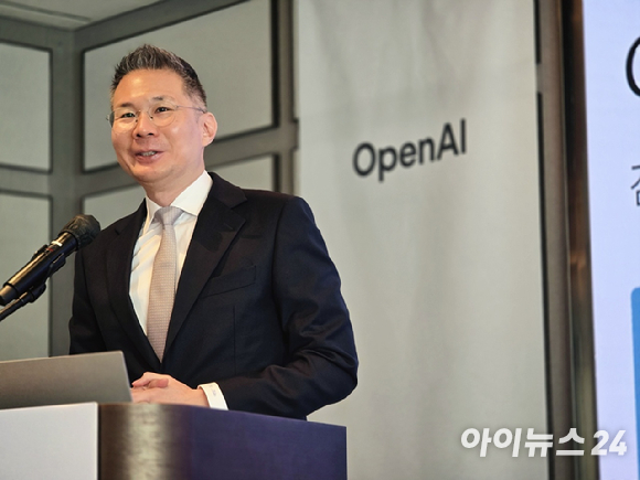김경훈 오픈AI 코리아 총괄대표가 9일 오전 조선 팰리스 강남에서 열린 오픈AI 코리아 출범 1주년 기자간담회에서 발언하고 있다. [사진=안세준 기자]
