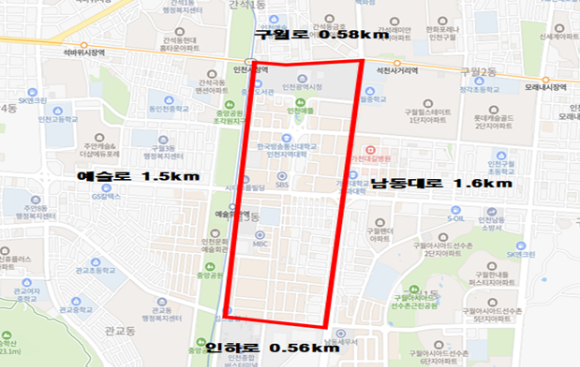 인천광역시청 인근 자율주행자동차 시범운행지구 위치도 [사진=인천시]