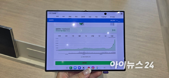 '갤럭시 Z 폴드8'로 소설을 읽는 모습. [사진=박지은 기자]