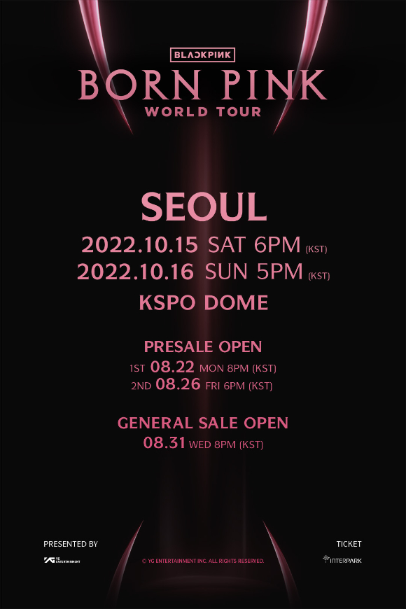 블랙핑크가 10월 15일과 16일 양일간 서울 올림픽공원 KSPO DOME에서 'BLACKPINK WORLD TOUR [BORN PINK] SEOUL'을 개최한다. [사진=YG엔터테인먼트]