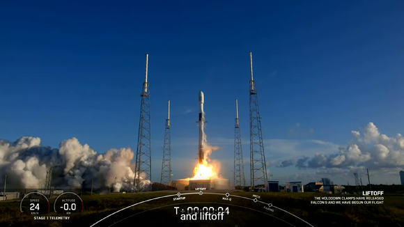 다우리나라 달 탐사선 다누리(KPLO)가 5일 오전 8시 9분쯤 미국 플로리다 케이프커내버럴 미 우주군기지에서 성공적으로 발사됐다.[사진=SpaceX 유튜브]