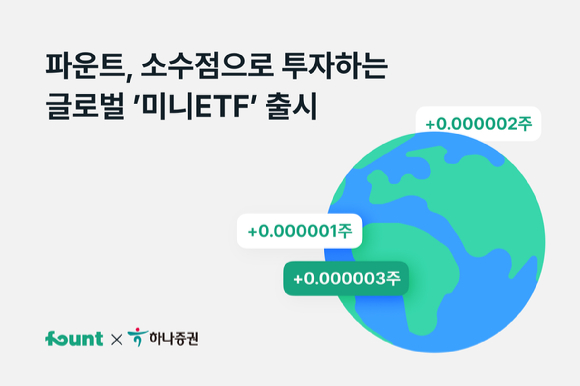 파운트가 글로벌 상장지수펀드(ETF)의 소수점 매매 버전인 '미니ETF' 상품을 출시했다. [사진=파운트]