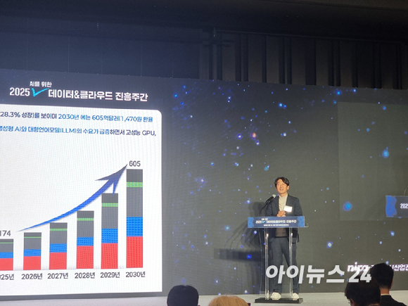 류제명 과학기술정보통신부 2차관이 16일 서울 삼성동 코엑스에서 열린 '2025 데이터&middot;클라우드 진흥주간' 개막식에서 환영사를 하고 있다. [사진=윤소진 기자]