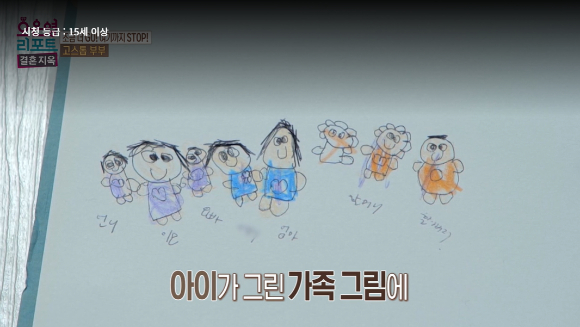 '오은영 리포트-결혼지옥' 7세 딸이 그린 그림에 남편이 빠져있다.[사진=MBC 방송화면 캡처 ]