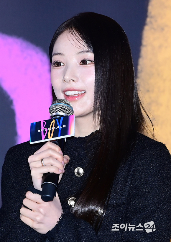 엔믹스 전 멤버 지니가 6일 오후 서울 CGV 용산아이파크몰에서 열린 영화 '보이'(감독 이상덕) 언론시사회에 참석하고 있다. [사진=정소희 기자]