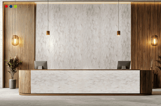 아리아 컬렉션 베일이 적용된 인포데스크 [사진=롯데케미칼]