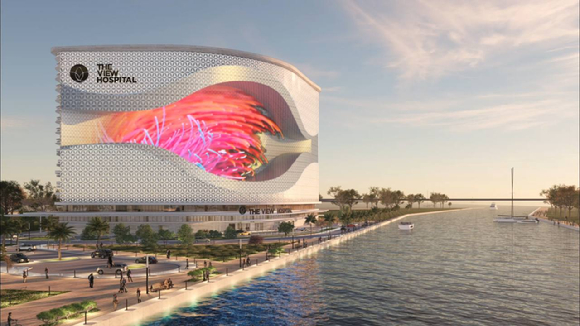 글람이 세계 최대 투명 유리 미디어파사드를 카타르 도하 뷰 병원(VIEW HOSPITAL) 건축물 외벽에 8월 중으로 완공한다. [사진=글람]