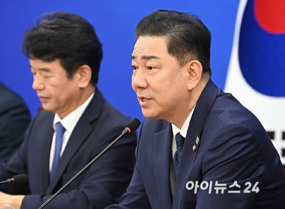 김병기 더불어민주당 원내대표가 1일 오전 국회에서 열린 정책조정회의에서 발언하고 있다. [사진=곽영래 기자]