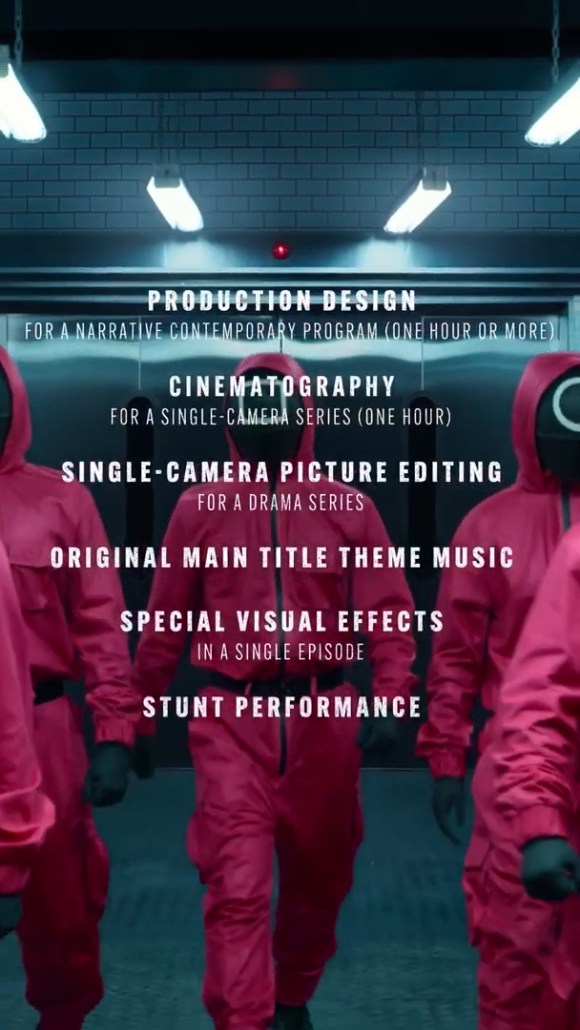 넷플릭스 '오징어게임'이 미국 에미상 14개 부문에서 후보로 선정돼 화제를 모으고 있다. [사진=넷플릭스 '오징어게임' 에미상 노미네이트 소개 영상 캡쳐]