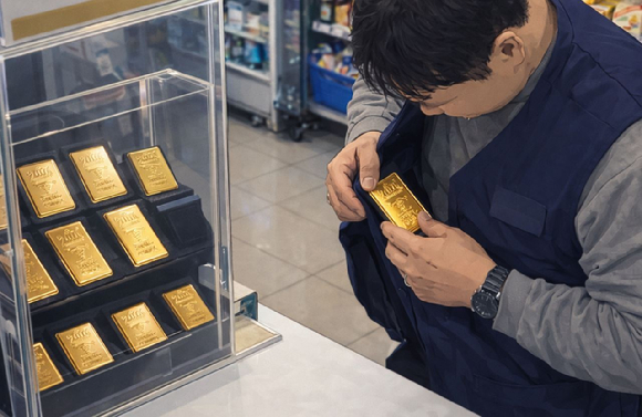 청주 한 편의점에서 직원이 특별 판매 중이던 골드바 수천만원 상당을 훔쳐 달아난 가운데 해당 직원이 전과 23범인 것으로 나타났다. 본 기사와 무관한, AI 생성 이미지. [사진=AI 생성 이미지]